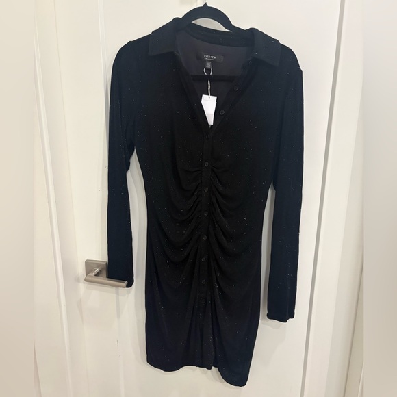 EVERNEW SPARKLE ROUCHED BLACK DRESS - Picture 2 of 9